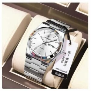 POEDAGAR 930 Business Luminous Stainless Steel Quartz Men’s Watch- SILVER WHITE