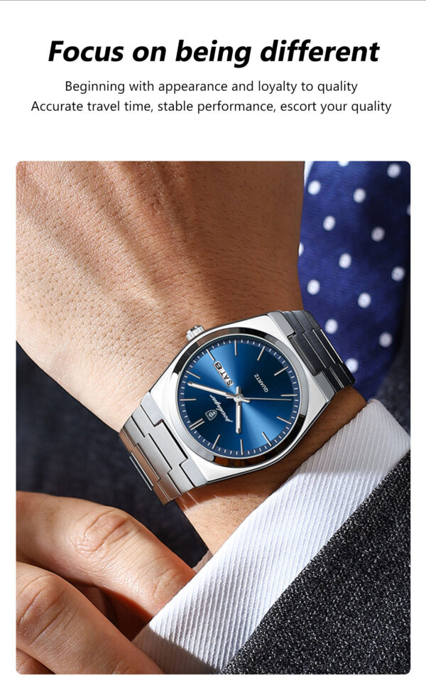 POEDAGAR 930 Business Luminous Stainless Steel Quartz Men’s Watch- Silver Blue - Image 4