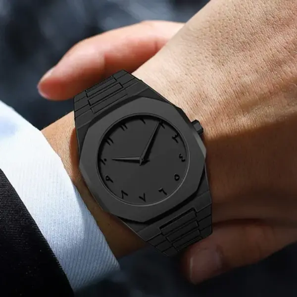 Arabic disit Carbon Fiber body men's watch (46gm weight)-full black - Image 3