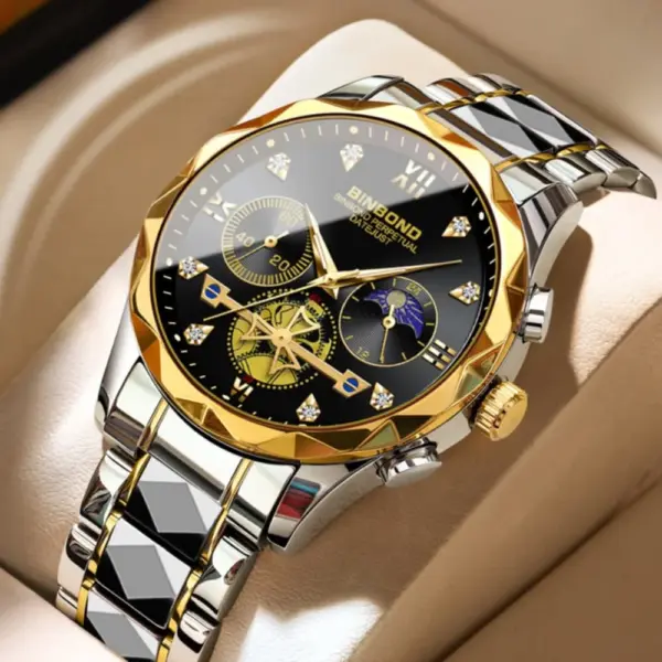 BINBOND 1236 Modern Style High Quality Single Lock Men’s Watch - Black