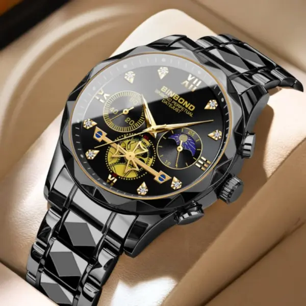BINBOND 1236 Modern Style High Quality Single Lock Men’s Watch - Black