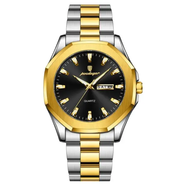 POEDAGAR 875 Minimalist Casual Stainless Steel Watch color: Gold Black
