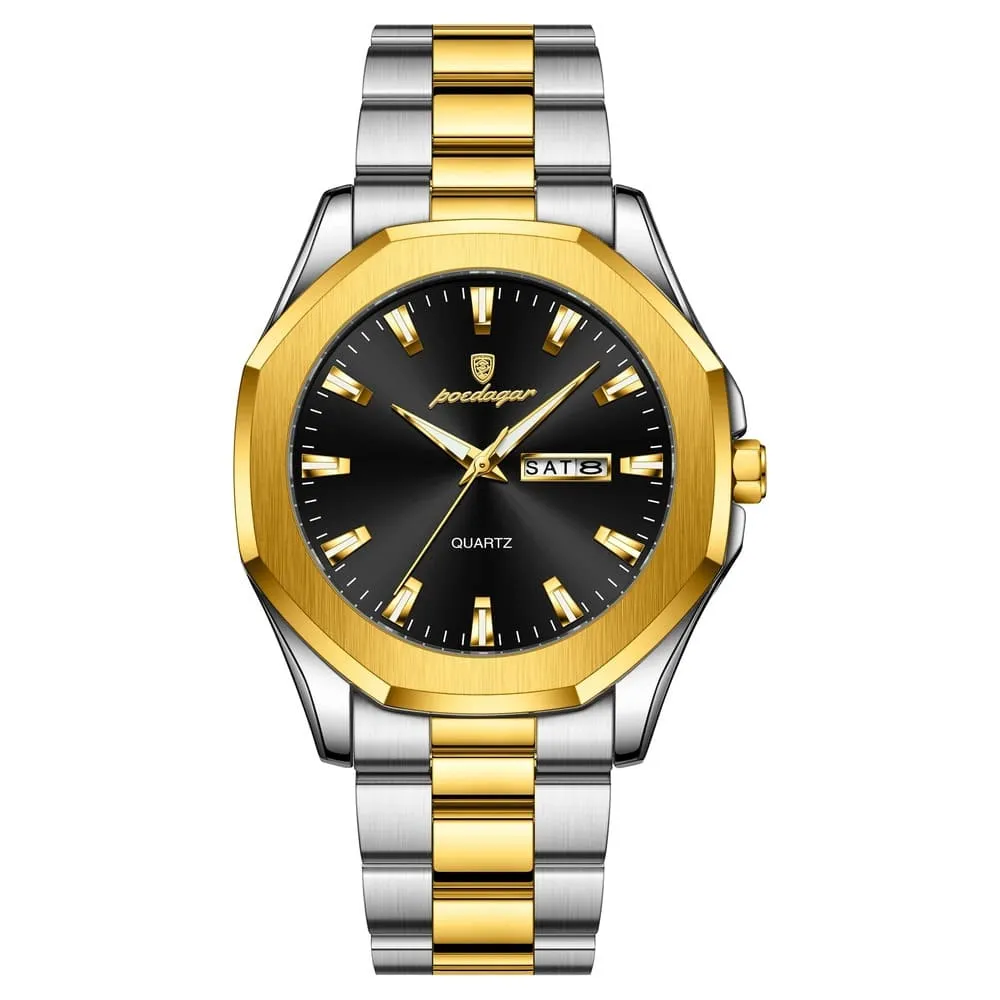 POEDAGAR 875 Minimalist Casual Stainless Steel Watch color: Gold Black