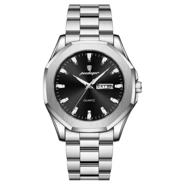 POEDAGAR 875 Minimalist Casual Stainless Steel Watch color: Silver Black